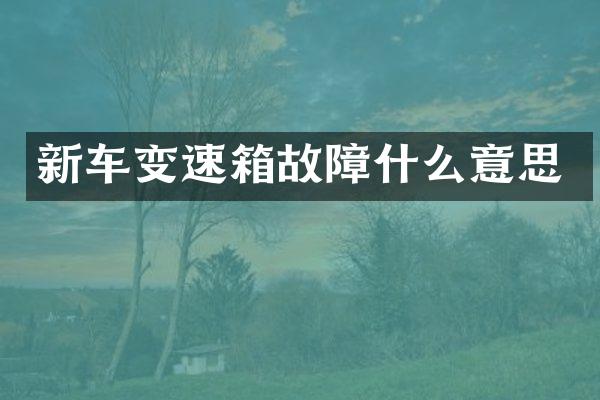 新车变速箱故障什么意思