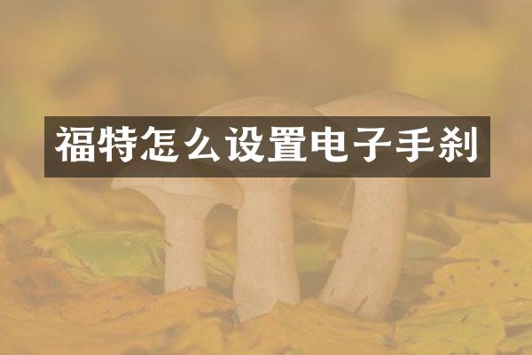 福特怎么设置电子手刹