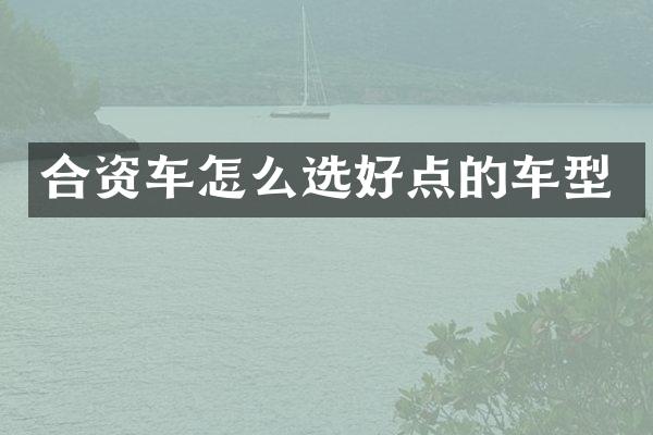 合资车怎么选好点的车型