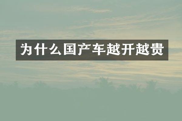 为什么国产车越开越贵