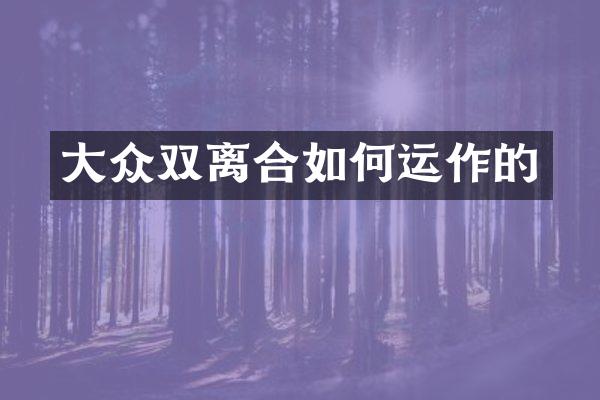 大众双离合如何运作的