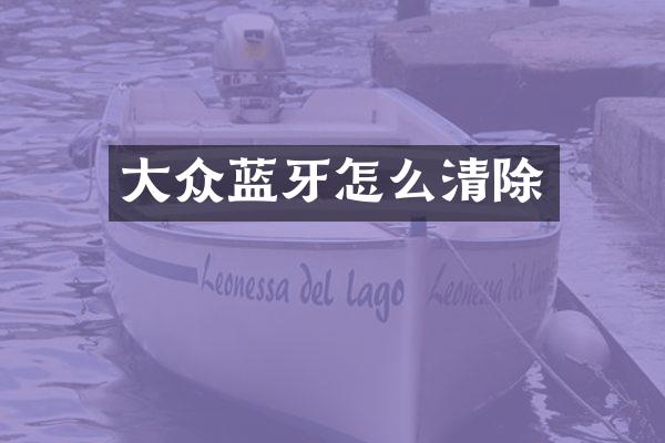 大众蓝牙怎么清除
