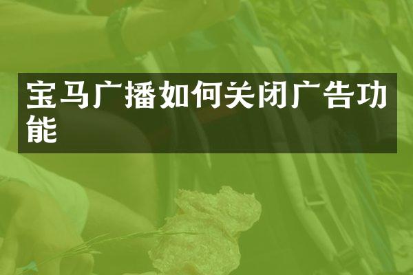 宝马广播如何关闭广告功能
