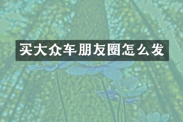 买大众车朋友圈怎么发