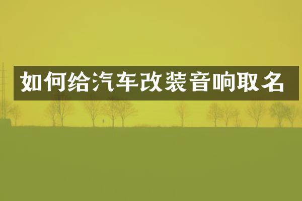 如何给汽车改装音响取名