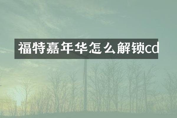 福特嘉年华怎么解锁cd