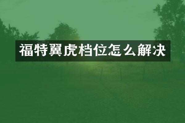 福特翼虎档位怎么解决