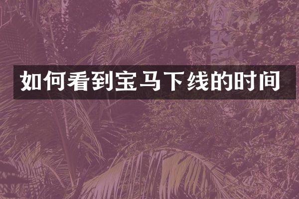 如何看到宝马下线的时间