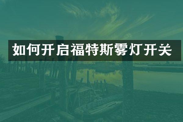 如何开启福特斯雾灯开关