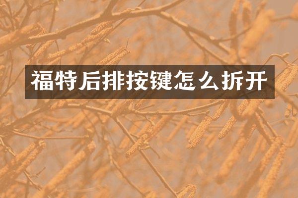 福特后排按键怎么拆开