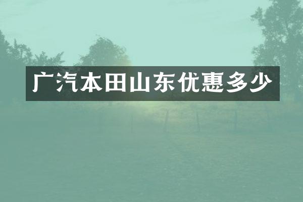 广汽本田山东优惠多少