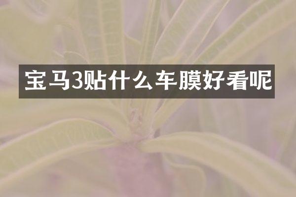 宝马3贴什么车膜好看呢