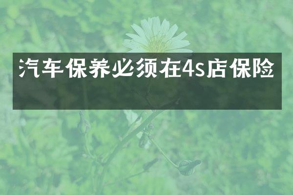 汽车保养必须在4s店保险吗
