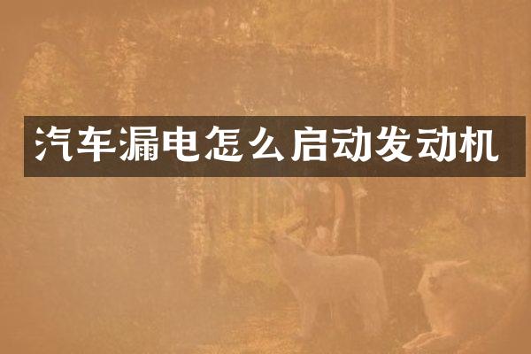 汽车漏电怎么启动发动机