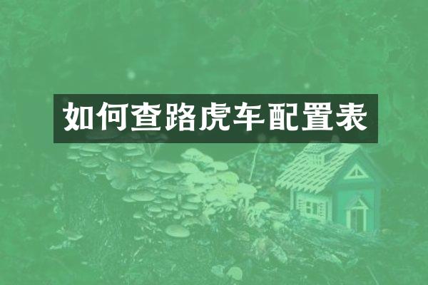 如何查路虎车配置表