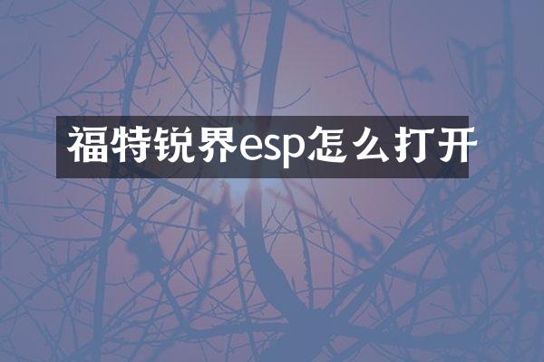 福特锐界esp怎么打开