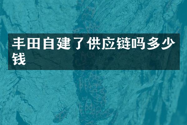 丰田自建了供应链吗多少钱