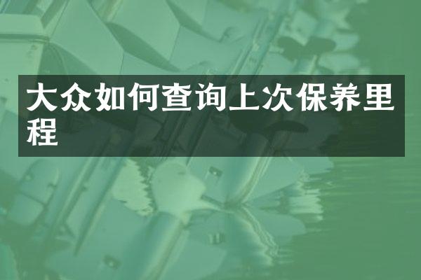 大众如何查询上次保养里程