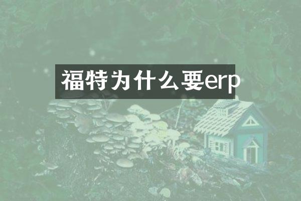 福特为什么要erp