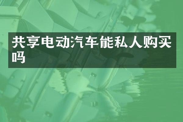 共享电动汽车能私人购买吗