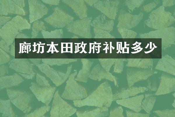廊坊本田政府补贴多少