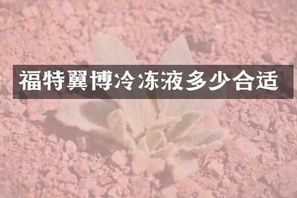 福特翼博冷冻液多少合适