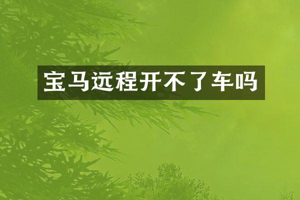 宝马远程开不了车吗