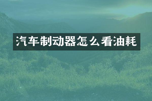 汽车制动器怎么看油耗