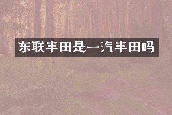 东联丰田是一汽丰田吗