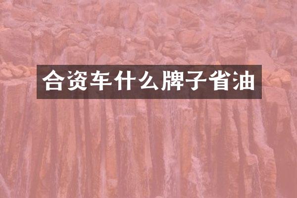 合资车什么牌子省油