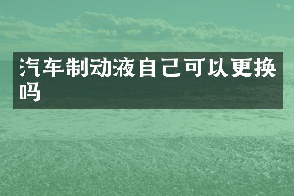 汽车制动液自己可以更换吗