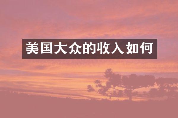 美国大众的收入如何