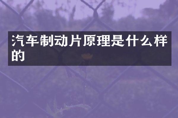 汽车制动片原理是什么样的