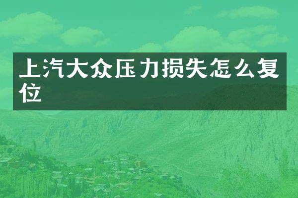 上汽大众压力损失怎么复位