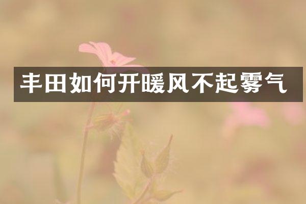 丰田如何开暖风不起雾气