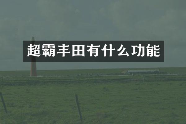 超霸丰田有什么功能