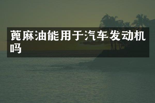蓖麻油能用于汽车发动机吗