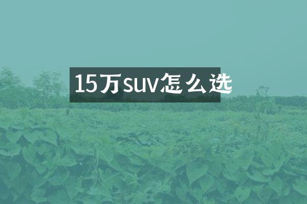 15万suv怎么选