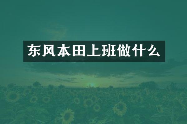 东风本田上班做什么