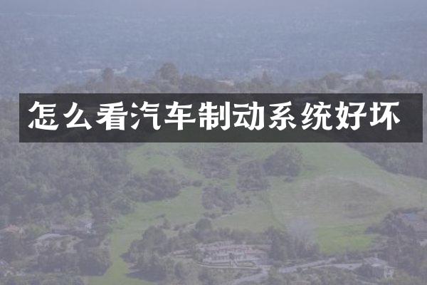 怎么看汽车制动系统好坏