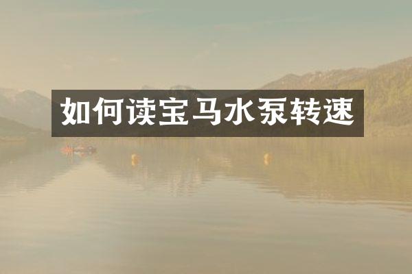 如何读宝马水泵转速