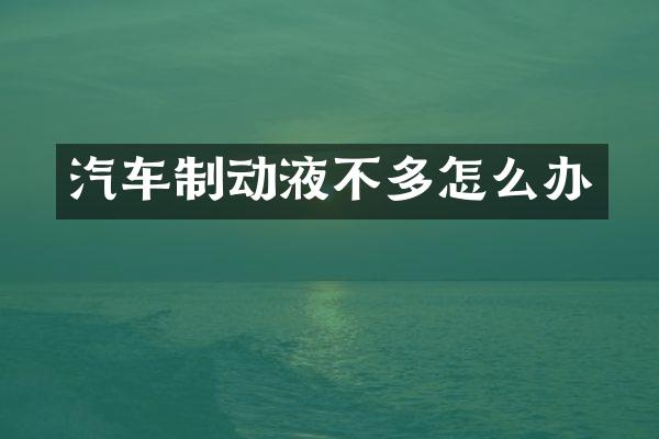 汽车制动液不多怎么办