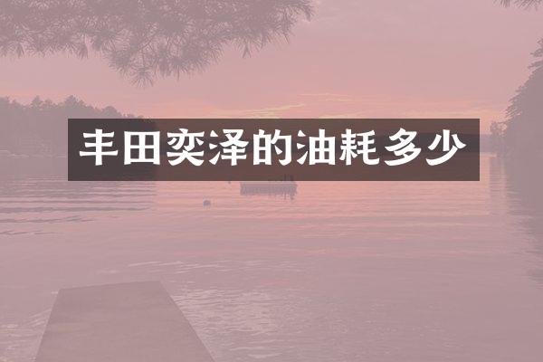 丰田奕泽的油耗多少