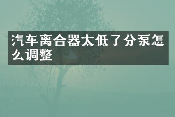 汽车离合器太低了分泵怎么调整