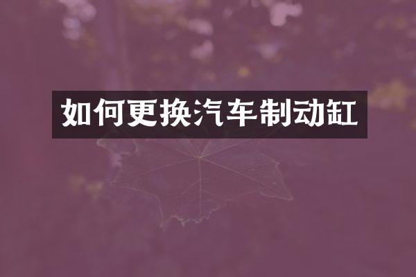 如何更换汽车制动缸