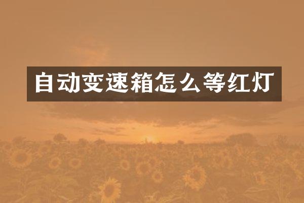 自动变速箱怎么等红灯