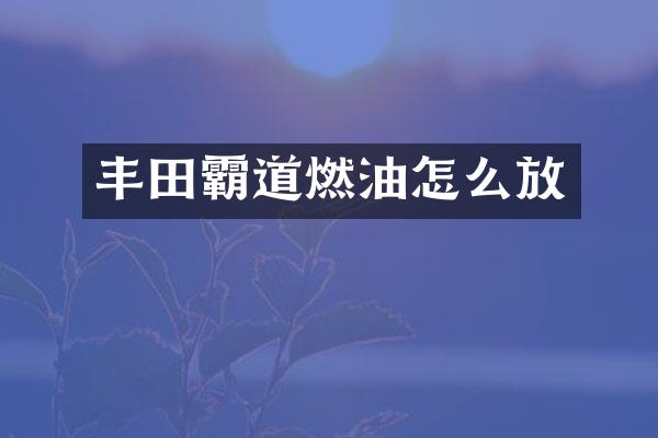 丰田霸道燃油怎么放