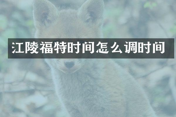 江陵福特时间怎么调时间