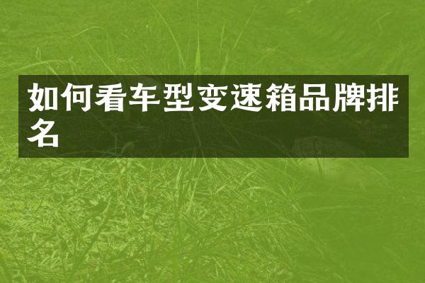 如何看车型变速箱品牌排名