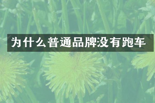 为什么普通品牌没有跑车